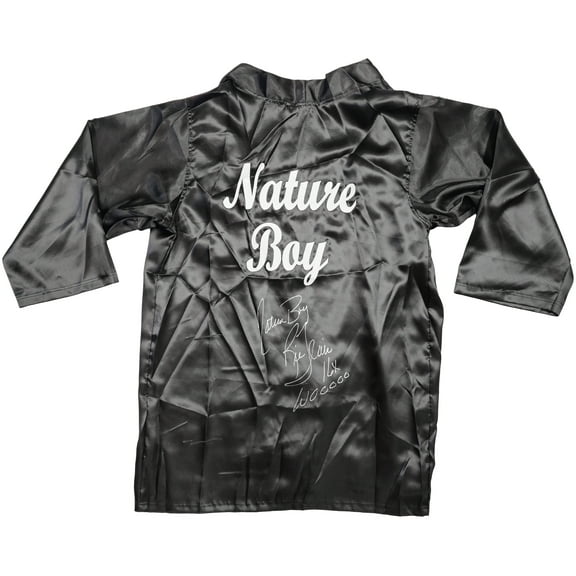 Ric Flair Autographed Black Wrestling Robe "Nature Boy, 16x & Wooooo" PSA/DNA 227979
