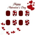 thumbnail image 6 of Valentine's Fake Nail for Women Girls,Red Heart Glitter Press on Nails,Reusable Winter Xmas Daily Wear False Nails,French Short Square Glossy Acrylic Glue on Nails for Holiday Engagement 24pcs, 6 of 8