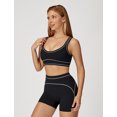 thumbnail image 5 of IBTOM CASTLE Womens Workout Sets Color Block Sports Bra Matching High Waist Shorts 2 Piece Gym Yoga Pilates Outfits Black, 5 of 7