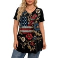 thumbnail image 6 of Dweltoz Women’s 250th Anniversary Usa Plus Size Shirt L-5xl V Neck Short Sleeve Patriotic 4th Of July T-Shirts Casual Loose Trendy Blouse,Red 5XL, 6 of 6