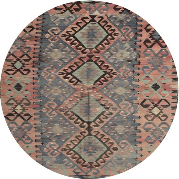 Ahgly Company Indoor Round Traditional Brown Southwestern Area Rugs, 4' Round