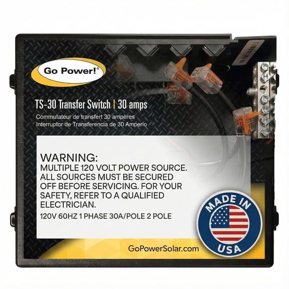 Interruptor de transferencia Go Power TS-30 de 30 amperios, doble fuente, 120 V