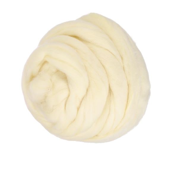 Uxcell Wool Roving Yarn, 150G/5.3OZ Soft Felting Wool Pure Chunky Roving Yarn Bulk for Needle Felting Knitting Blanket Spinning Weaving DIY Craft, Beige
