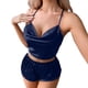 thumbnail image 1 of Gibobby Pijamas Mujer Verano Sexy Pijamas Conjuntos de pijamas con volantes de satén de seda sexy para mujer(Azul,M), 1 of 5