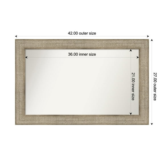 Amanti Art Custom Wall and Bathroom Mirror (27 x 42 in.), Trellis Silver Frame