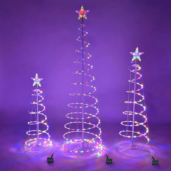 3 Pack of Spiral Trees with Multi LEDs, Multicolor (LED--SPTR-5M)