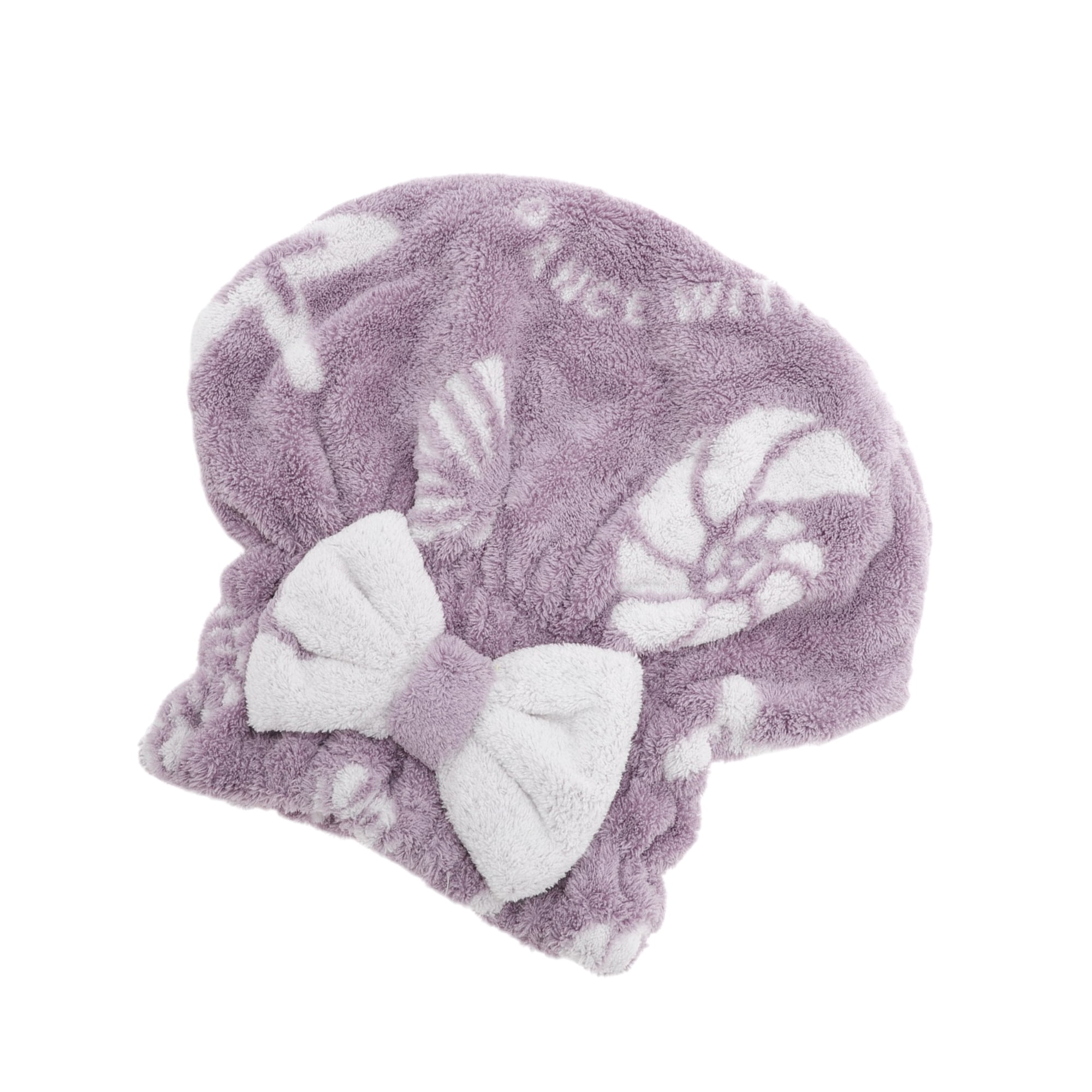 Unique Bargains Water-absorbent Bow Shells Hair Towel for Fast Drying Purple 10.63"x 8.66"