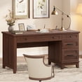 thumbnail image 1 of QinaQin Farmhouse-Style Office Desk with Charging Station and File Drawers | 53.5-Inch Wooden Computer Desk with Built-In USB Ports for An Executive Computer Workspace In a Home Office, 1 of 9