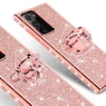 thumbnail image 4 of Cute Glitter Phone Case Kickstand for Samsung Galaxy Note 20 Case,Clear Bling Diamond Bumper Ring Stand Girls Women for Galaxy Note 20 5G - Rose Gold, 4 of 5
