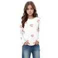 thumbnail image 3 of ATOGUTA Uniform Shirts for Girls Girls Casual Long Sleeve Shirts Valentine's Day Pullover Tops White, Size 3T-14, 3 of 6