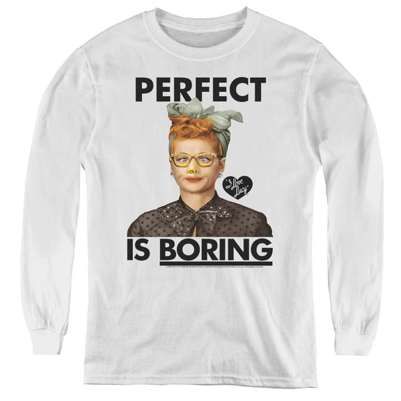 I Love Lucy Perfect Is Boring Youth Long Sleeve T-Shirt White