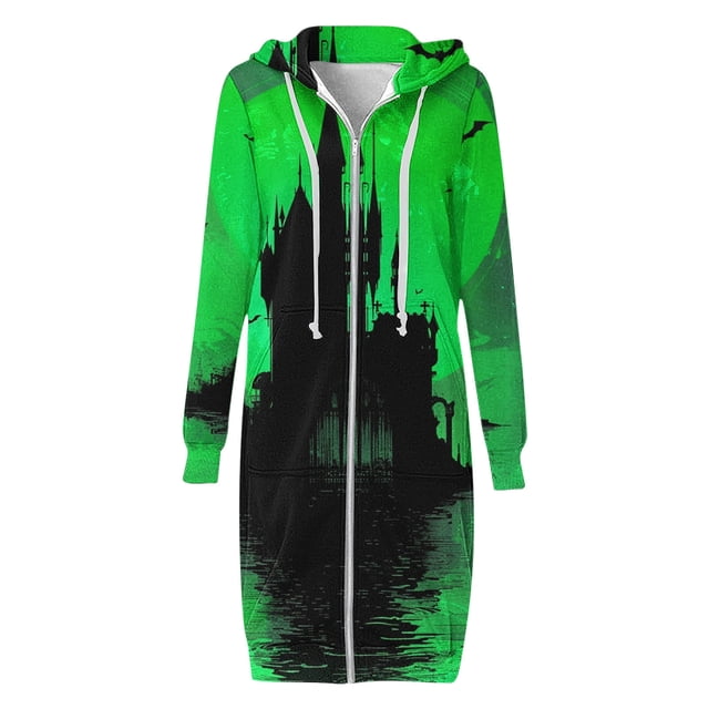 LOVZFMLL Vestes pour Femmes Imprimé Halloween Sweat à Capuche Ample à Manches Longues