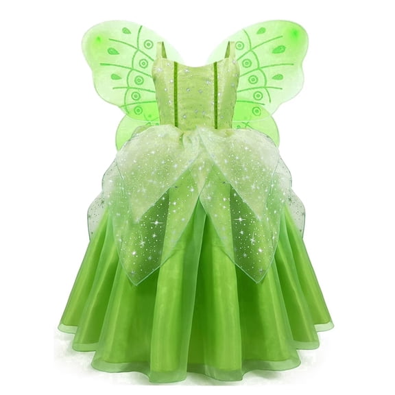 Benylion Princess Dress Costume for Little Girls Toddler Fairy Frog Princess Dress up Green Fairy Skirt Halloween Cosplay Party Outfits for 3-4 Years