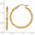 thumbnail image 4 of 14K Yellow Gold Polished & Satin Twisted Hoop Earrings (32 X 30) Made In Indonesia tf593, 4 of 5