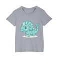 thumbnail image 5 of GERsome Boys Girls Short Sleeve T Shirt Cute Dinosaur Graphic Cotton Crewneck Tees for Unisex Kids Casual Summer Tops Sizes 3-10 Years, Gray/3-4 Years, 5 of 5