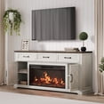 thumbnail image 3 of BELLEZE 68 Inch Farmhouse TV Stand with 36" Electric Fireplace, Entertainment Center with Storage Cabinets & 3 Drawers for TVs up to 75", Media Console for Living Room & Bedroom (White), 3 of 7