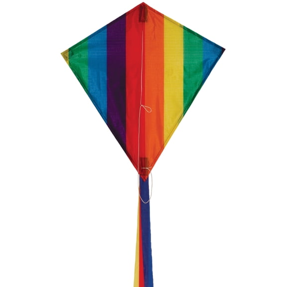 In the Breeze 3191 — Rainbow Stripe Diamond Kite, 18" — Colorful Easy Flying Small Single Line Kite