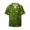 thumbnail image 2 of Lsque Green Glitter Sparkle print Men's Cuban Collar Short Sleeve Shirt Summer Beachwear Casual Button Down Fashionable Vacation Leisure Shirt-Large, 2 of 7