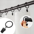 thumbnail image 5 of Fixing Clip Heavy Duty Metal Curtain Ring Holder for Drapery Hooks Roman Rods Black Rings with Clips Durable Hanger for Living Room and Home 40PCS, 5 of 5
