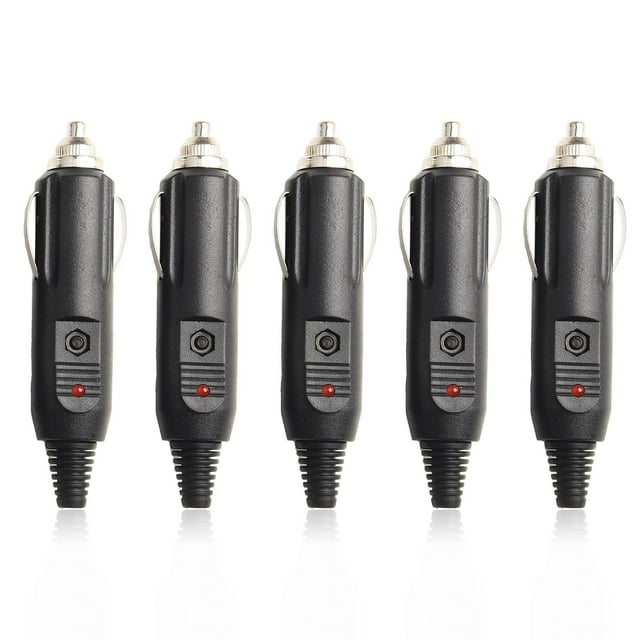 5pcs 12V/24V Car Cigarette- Lighter- Plug Fuses With LED Indicator Plug Wide Application Black Cigarette- Lighter- -Accessories