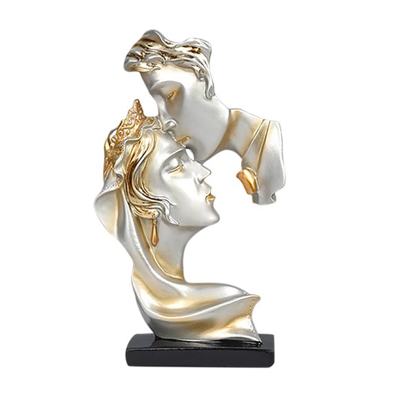 Yibooy Resin Kissing Couple Statue Ornaments Kiss Lovers Art Sculptures (Champagne)