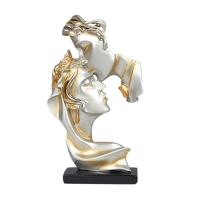 Resina Besándose Pareja Estatua Adornos Beso Amantes Arte Esculturas (Champagne)