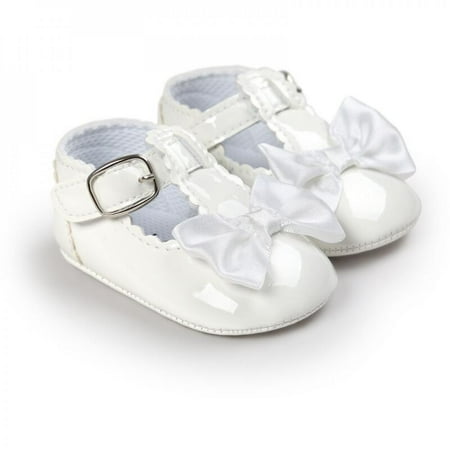 

Pretty Comy Newborn Baby Girls Shoes PU Leather Bow Buckle First Walkers Soft Soles Non-slip Footwear Crib Shoes 0-18M