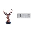 thumbnail image 1 of Figura de cabeza de ciervo con adorno de estatua de animal, reloj de pared digital, moderno material de resina PP, adecuado para escritorio de oficina, 1 of 8