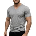 thumbnail image 3 of LRGSHF Short Sleeve for Men Summer Basic Tee Shirt V Neck Breathable Shirts Running Athletic Workout Shirt Soft Casual Tops, 3 of 5
