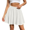 thumbnail image 3 of Bovxnpu Women's Mini Skirt Casual High Waisted Elastic Waist Stretchy Flare Skirts, 3 of 7
