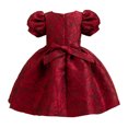 thumbnail image 3 of KIMI BEAR Little Girls Formal Dress 6T Little Girls Party Dress Princess Dress 7T Little Girls Embossed Floral Short Puff Sleeve Princess Dress Red, 3 of 9