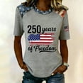 thumbnail image 3 of KDDYLITQ Womens Independence Day Freedom Shirts Vintage American Flag Crew Neck Tops Freedom Usa Star Stripes Liberty Tees 250 Years Birthday Plus Size Short Sleeve T-Shirts Gray 2XL, 3 of 5