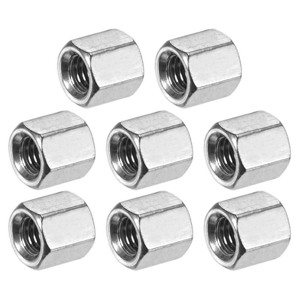 Uxcell 8-Pack Tuercas de Acoplamiento Hexagonales M5-0.8 para Máquina, Acero Inoxidable 304, Longitud de 8mm