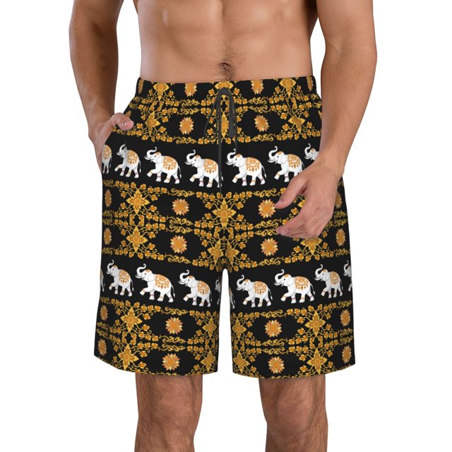 Balery traditional Elephant Traje de Baño Estilo Hawaiano para Hombre, Shorts de Secado Rápido con Bolsillos-XX-Large
