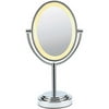 Polished Chrome 1x/7x Magnification Double-Sided Lighted Oval Mirror