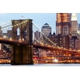 thumbnail image 2 of Heng, Lu 18x13 Gold Ornate Wood Framed with Double Matting Museum Art Print Titled - Brooklyn Bridge in Lights, 2 of 4