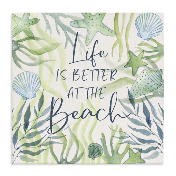 Stupell Industries Rustic Lodge Life Better at Beach Canvas Art, 17 x 17, by Janet Tava