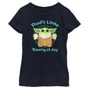 Girl's Star Wars: The Mandalorian Grogu Dad's Little Bounty of Joy Graphic Tee Navy Blue X Large