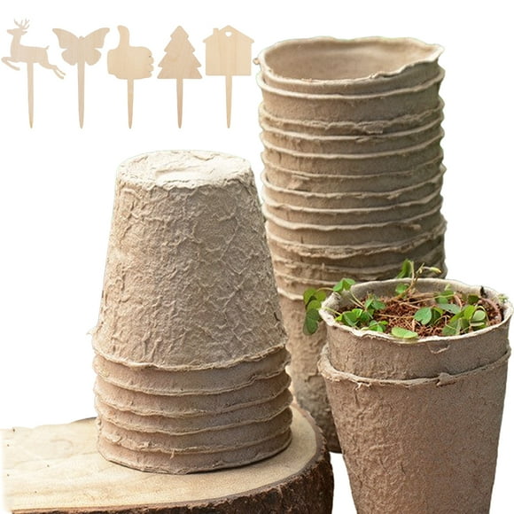 50x Seed Starter Pots with Bonus Plant Labels– 3 Inch Biodegradable Peat Pods for Starting Flowers and Vegetables – Breathable and Absorbent for Aeration and Root Growth