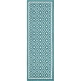 thumbnail image 1 of Unique Loom Outdoor Trellis Flatweave Rug 2' x 6' Runner Teal/Ivory, 1 of 1