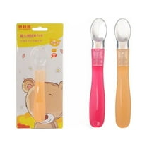 HEATSHAKING Toddlers Utensils 1Set Silicone Baby Spoon Safe