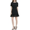 thumbnail image 1 of INSPIRE CHIC Vestido de Fiesta Corto con Mangas Abullonadas y Volantes en A Negro, 1 of 6