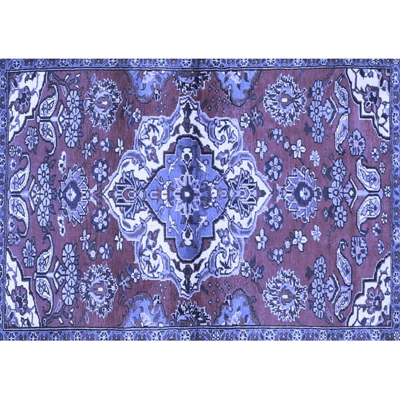 Ahgly Company Machine Washable Indoor Rectangle Persian Blue Traditional Area Rugs, 4' x 6'