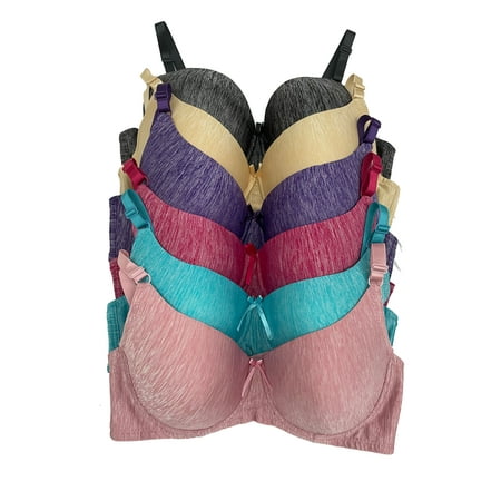 

Women Bras 6 Pack of T-shirt Bra B Cup C Cup D Cup DD Cup DDD Cup 38DD (X6850)