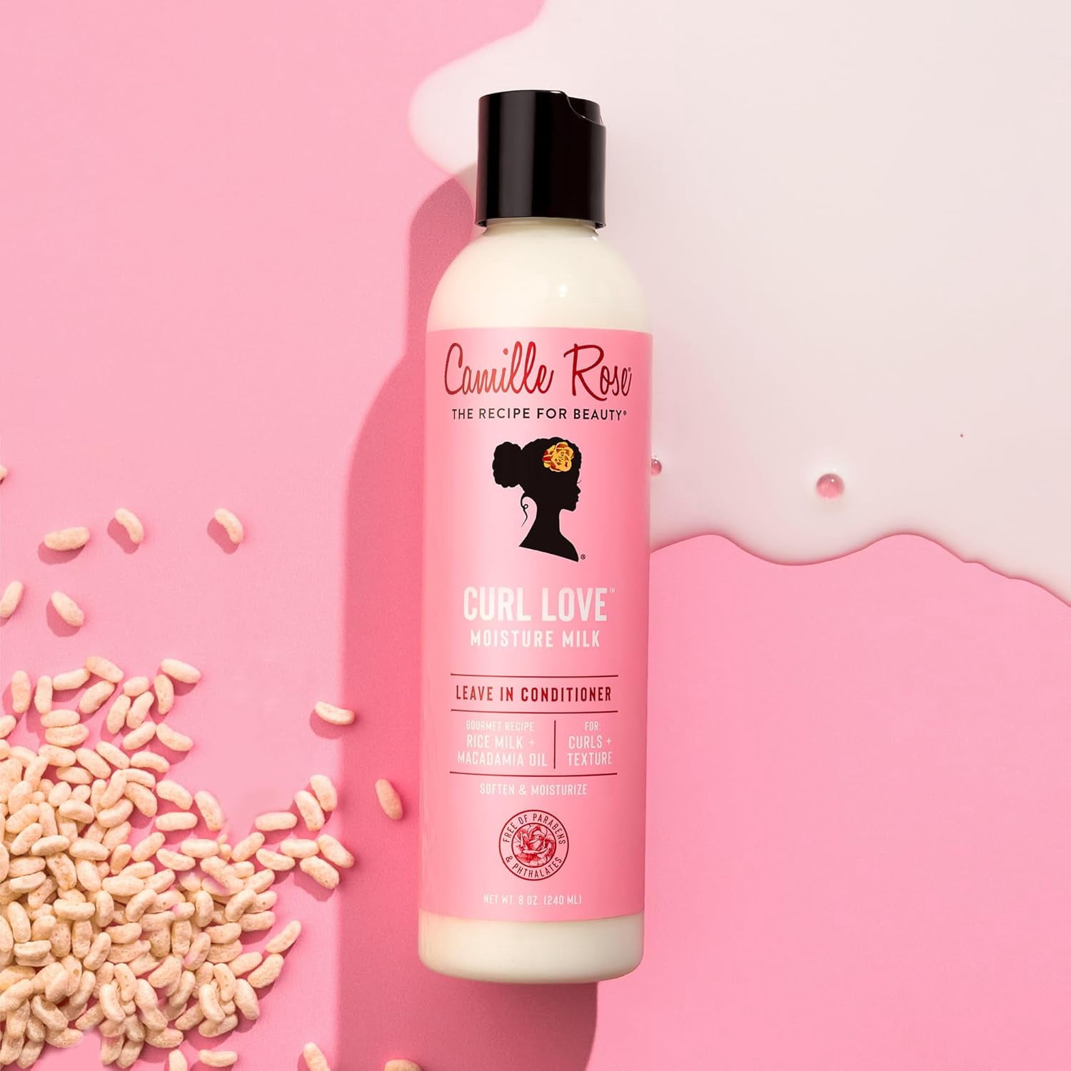 Camille Rose Curl Love Moisture Milk Leave-In Conditioner, with Rice Milk and Macadamia Oil to Soften, Smooth and Detangle Curly Hair, 8 oz C29