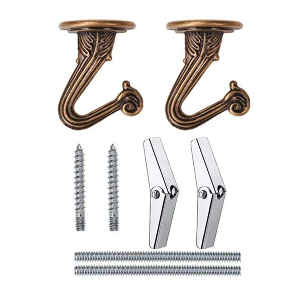 Bnafes 2 Juegos De Ganchos De Techo De Metal, Ganchos De Techo Resistentes Con Herrajes Para Colgar Plantas/Candelabros/Campanas De Viento/Adornos (Color Bronce)