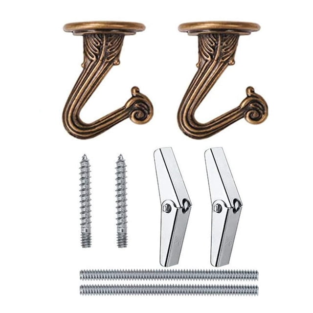 Bnafes 2 Juegos De Ganchos De Techo De Metal, Ganchos De Techo Resistentes Con Herrajes Para Colgar Plantas/Candelabros/Campanas De Viento/Adornos (Color Bronce)