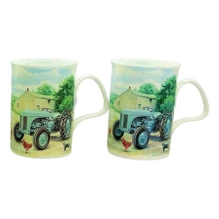 

Roy Kirkham Countryside Ceramic Tractor Lancaster Mugs in Blue/Green (Set of 2)