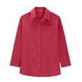 thumbnail image 4 of WTXUE Linen Shirts for Women Summer Long Sleeve Lapel Button Down Shirt Lightweight Gauze Tops Loose Casual Blouses V Neck Blouse Tops Gauze Peasant Summer Blouse Trendy Shirts Red 4Xl, 4 of 9