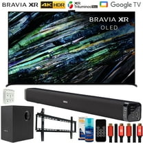 Sony XR77A95LBRAVIA XR A95L 77 inch QD-OLED 4K HDR Smart TV with Google TV (2023) Bundle with Deco Gear Home Theater Soundbar with Subwoofer, Wall Mount Accessory Kit, 6FT 4K HDMI 2.0 Cables and More